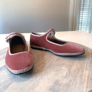 Le Monde Beryl Mary Jane Flats EU 35 US 5 Brick Velvet Pink Made in Italy